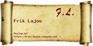 Frik Lajos névjegykártya